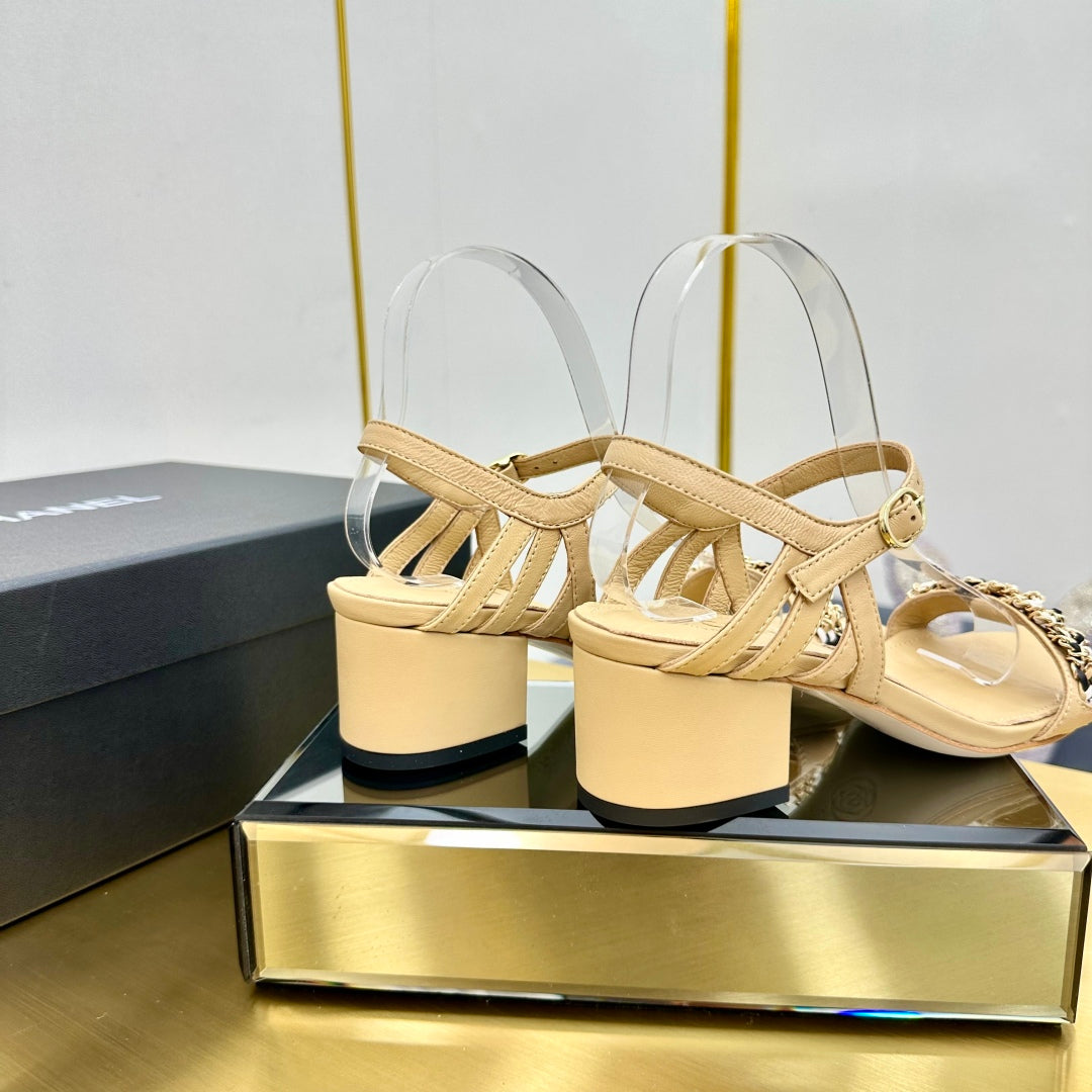 CC HIGH SANDAL 25S IN BEIGE CALFSKIN - 35