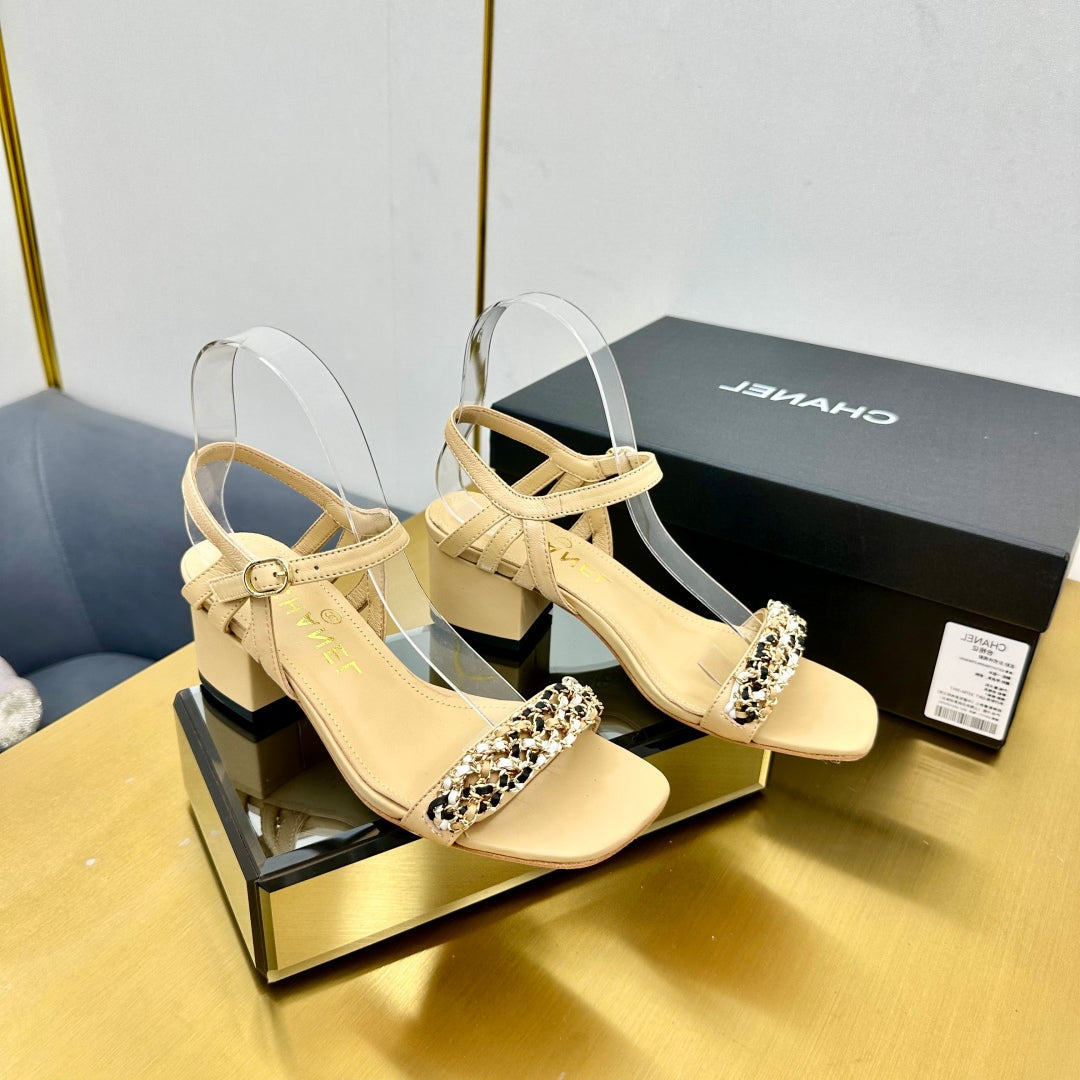 CC HIGH SANDAL 25S IN BEIGE CALFSKIN - 35