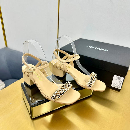 CC HIGH SANDAL 25S IN BEIGE CALFSKIN - 35
