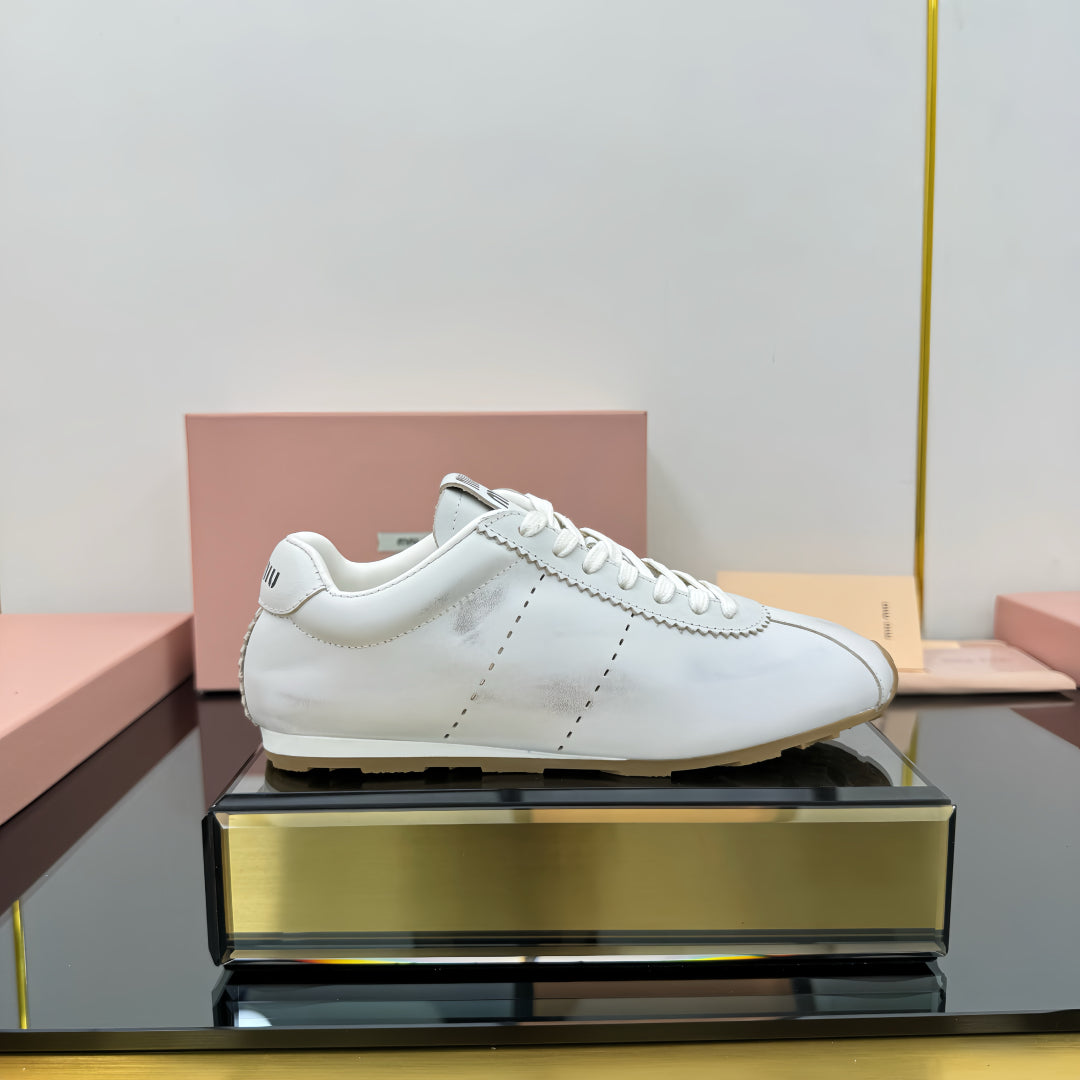 PLUME NAPPA SNEAKERS IN WHITE CALFSKIN - 34