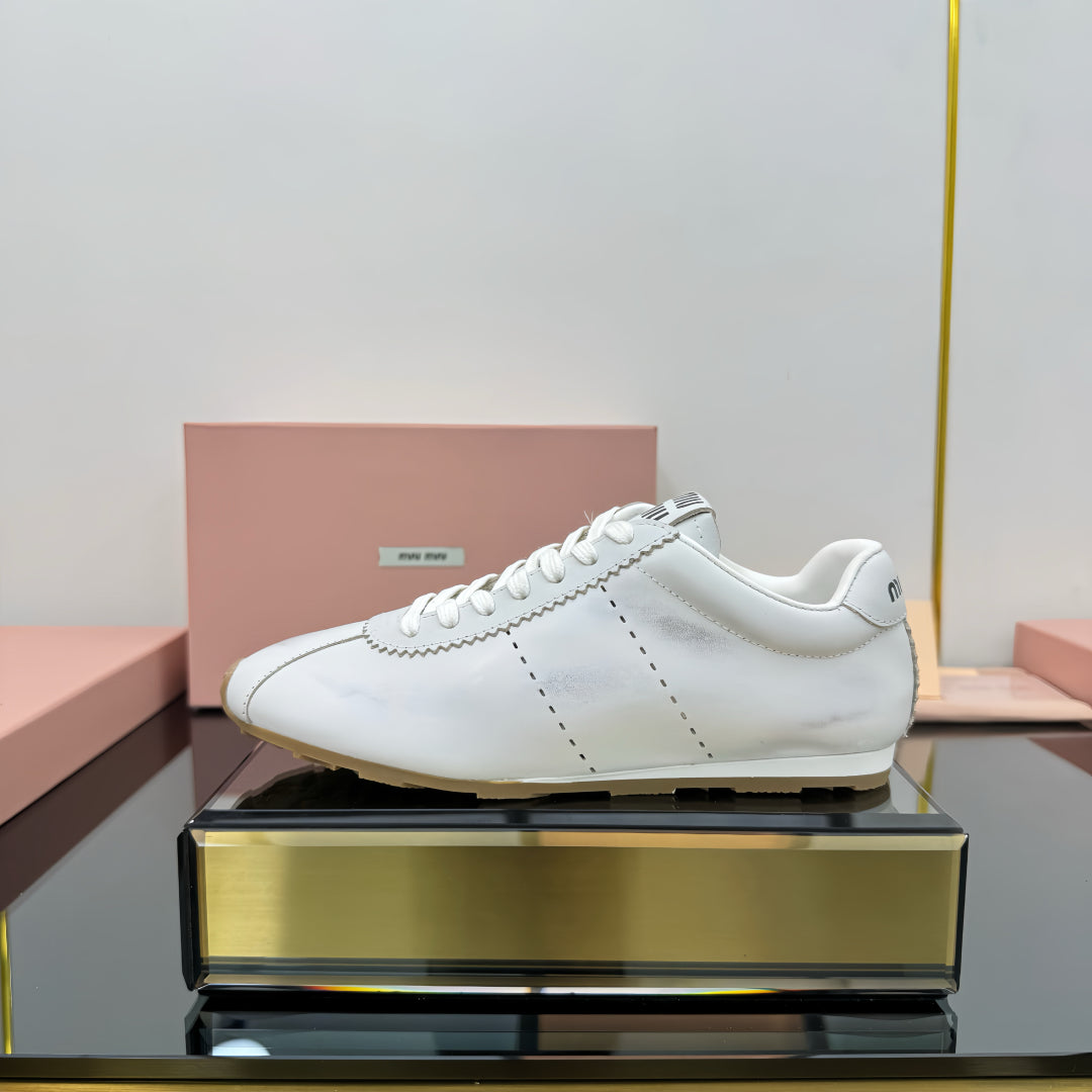 PLUME NAPPA SNEAKERS IN WHITE CALFSKIN - 34
