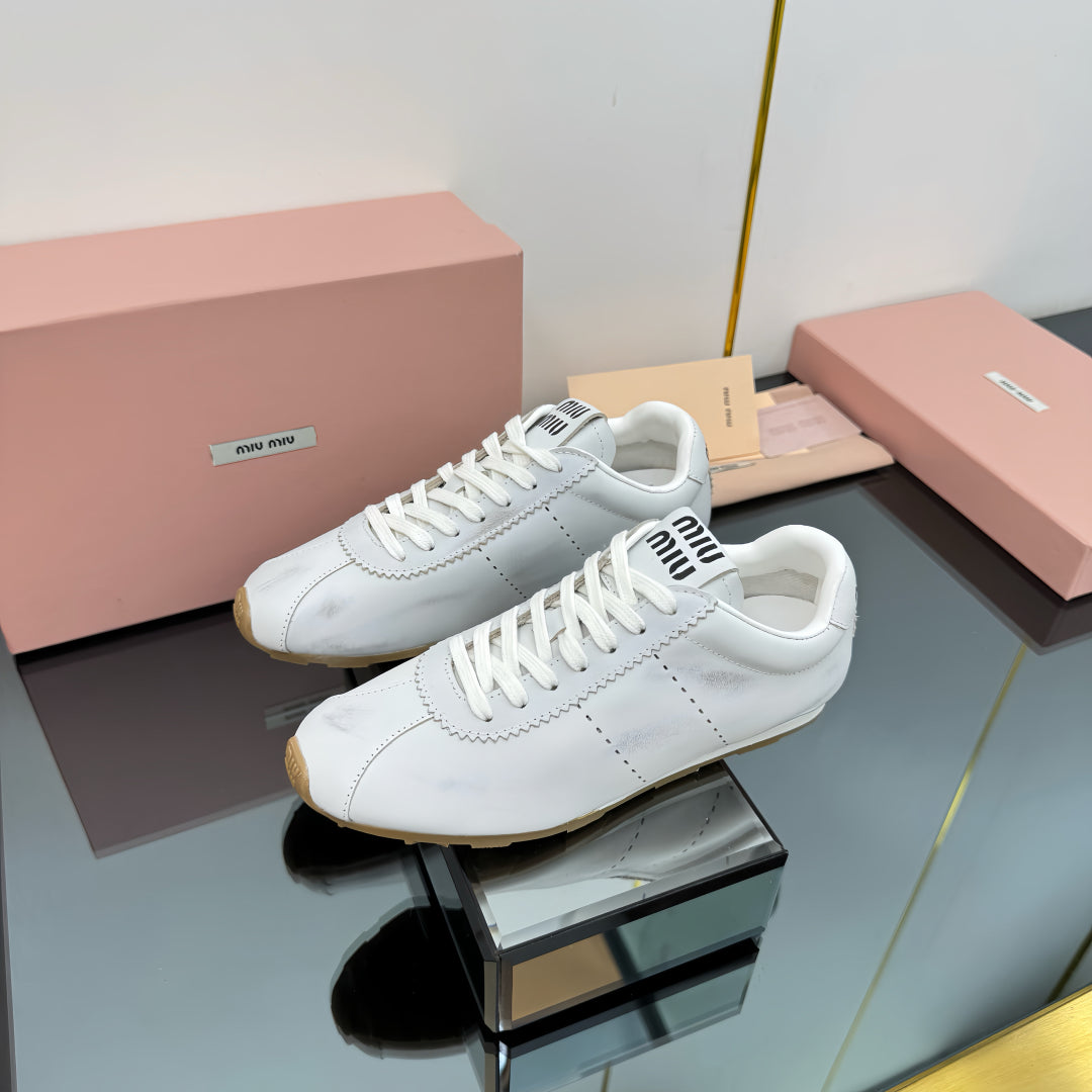 PLUME NAPPA SNEAKERS IN WHITE CALFSKIN - 34