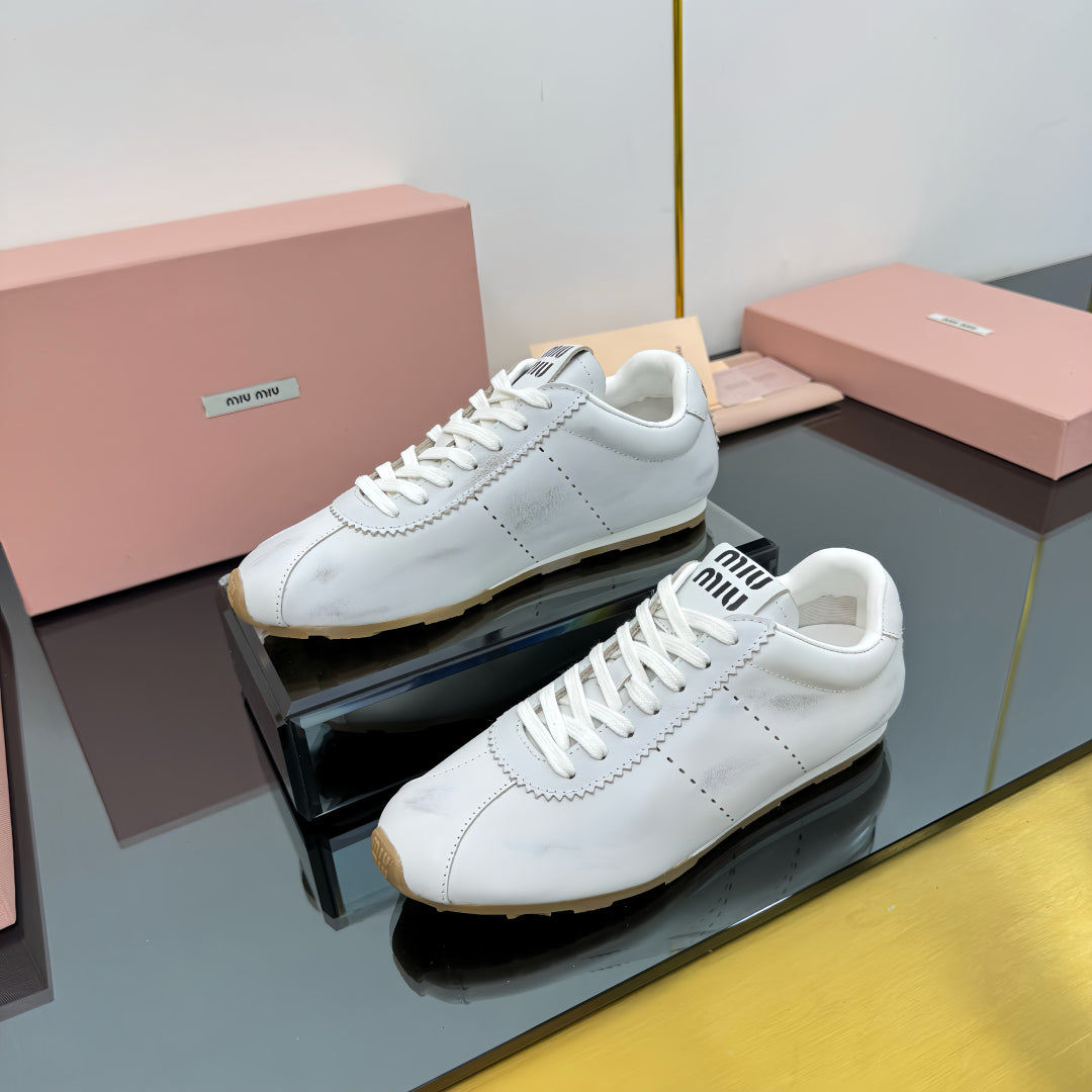 PLUME NAPPA SNEAKERS IN WHITE CALFSKIN - 34