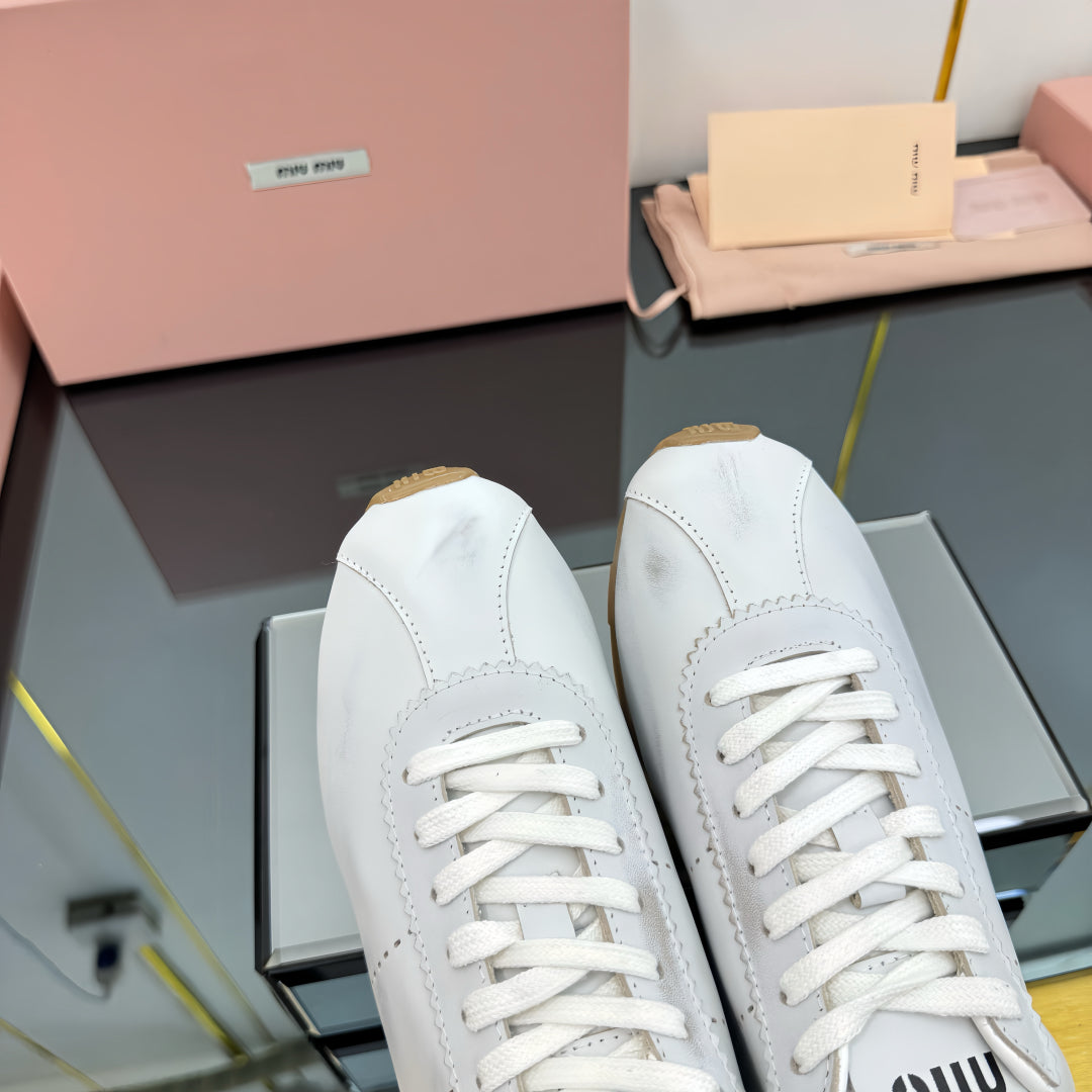 PLUME NAPPA SNEAKERS IN WHITE CALFSKIN - 34