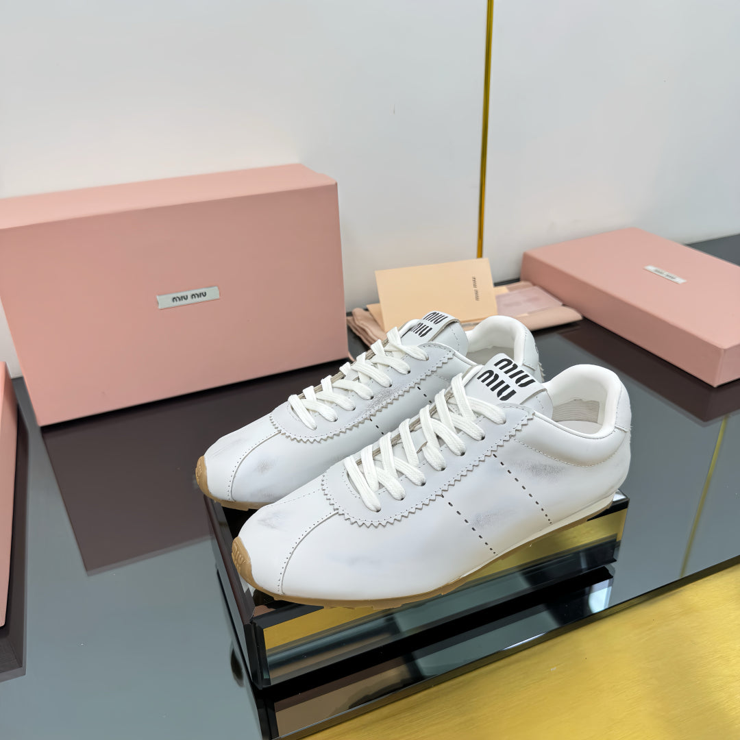 PLUME NAPPA SNEAKERS IN WHITE CALFSKIN - 34