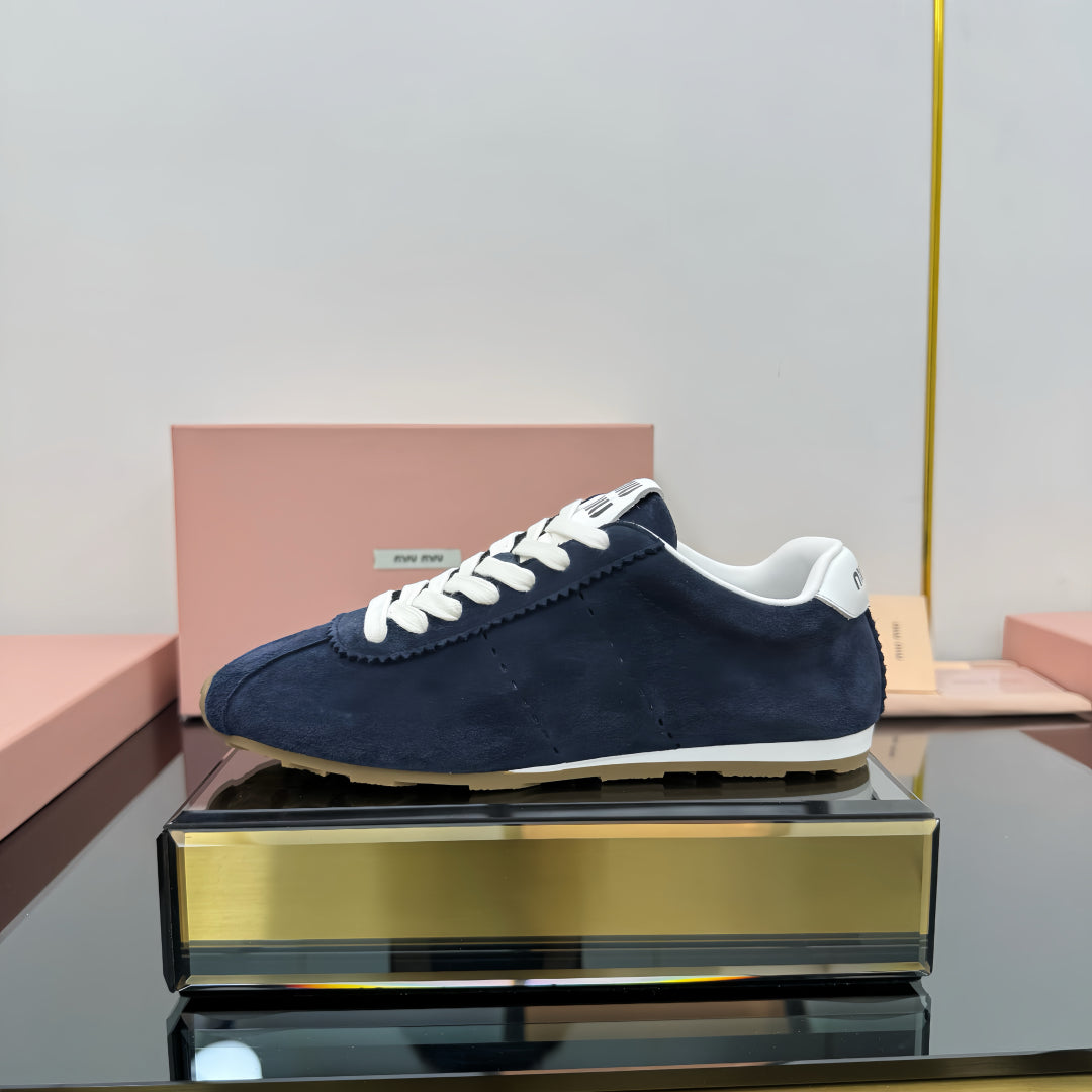 PLUME NAPPA SNEAKERS IN NAVY BLUE SUEDE - 34
