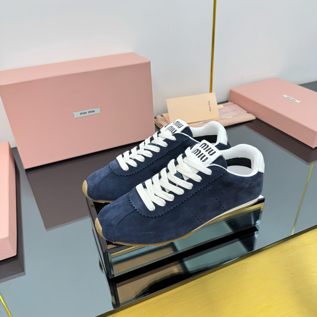 PLUME NAPPA SNEAKERS IN NAVY BLUE SUEDE - 34