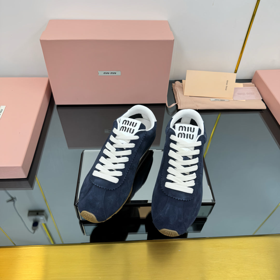 PLUME NAPPA SNEAKERS IN NAVY BLUE SUEDE - 34