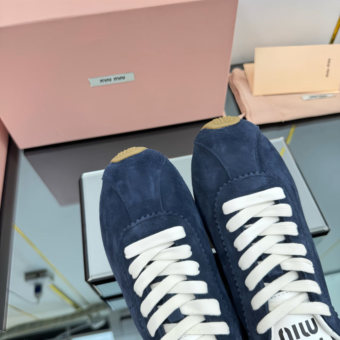 PLUME NAPPA SNEAKERS IN NAVY BLUE SUEDE - 34