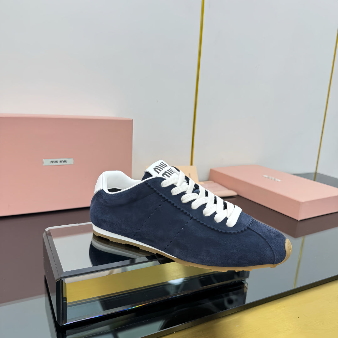 PLUME NAPPA SNEAKERS IN NAVY BLUE SUEDE - 34