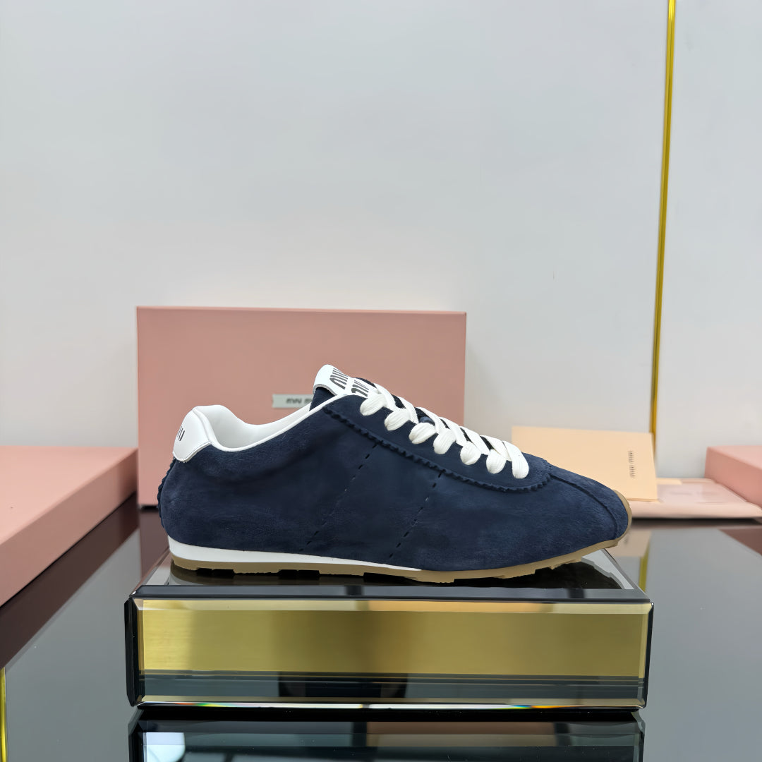 PLUME NAPPA SNEAKERS IN NAVY BLUE SUEDE - 34