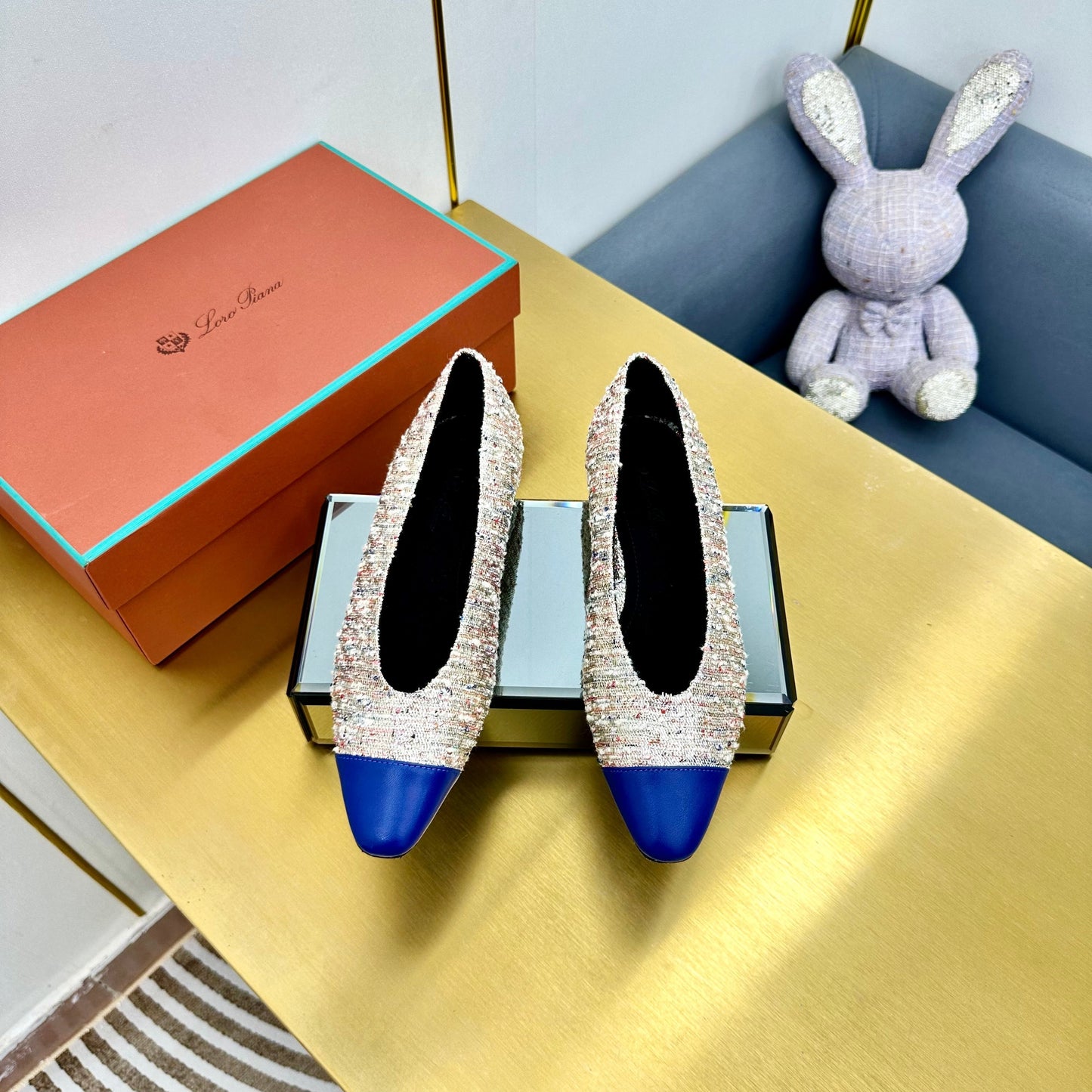 BALLET IN MULTICOLOR TWEED MIX BLUE LAMBSKIN - 35