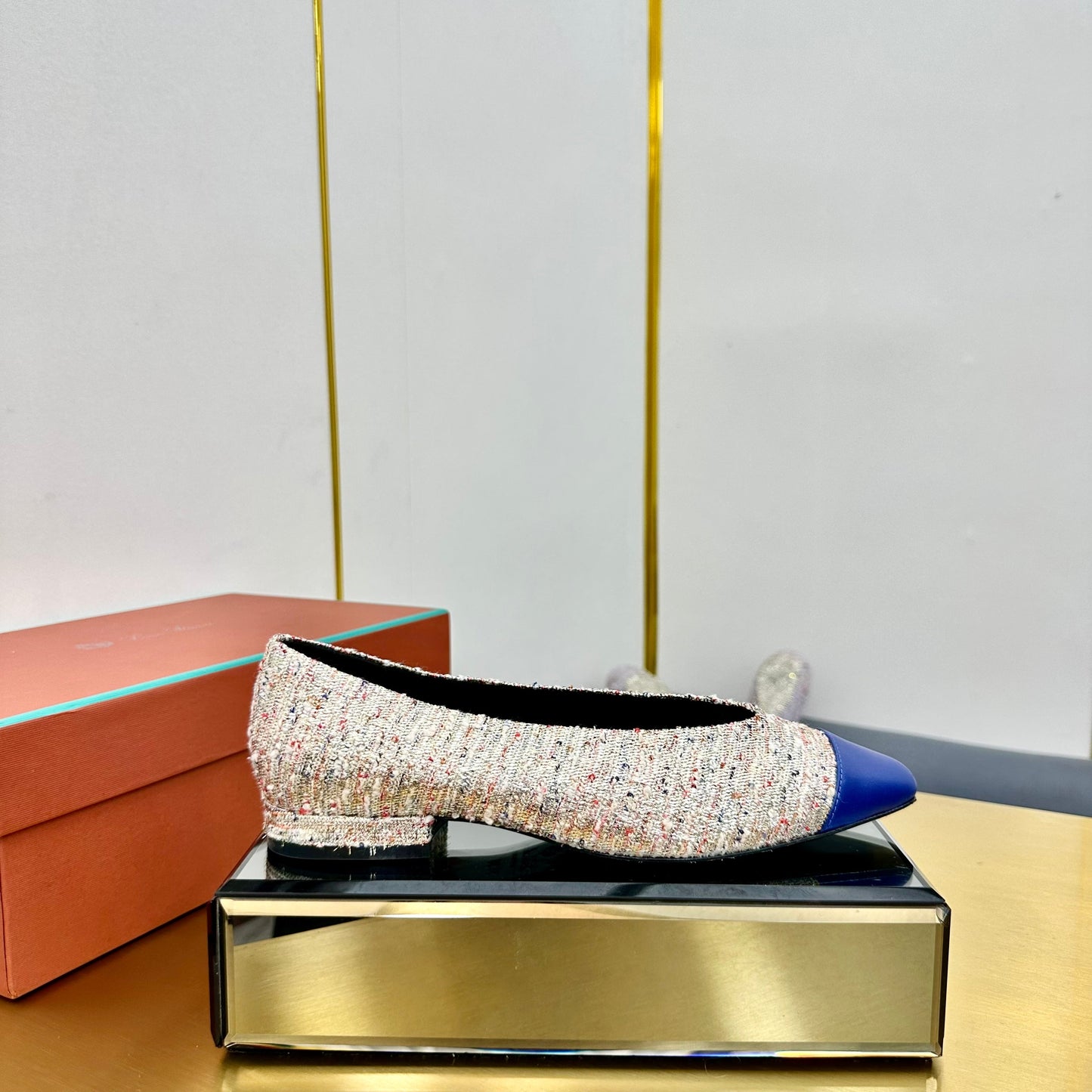 BALLET IN MULTICOLOR TWEED MIX BLUE LAMBSKIN - 35