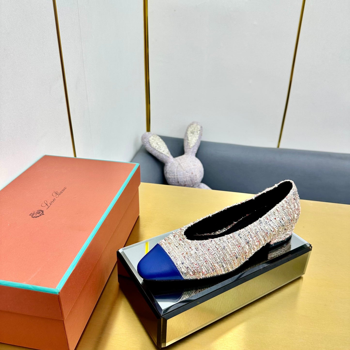 BALLET IN MULTICOLOR TWEED MIX BLUE LAMBSKIN - 35