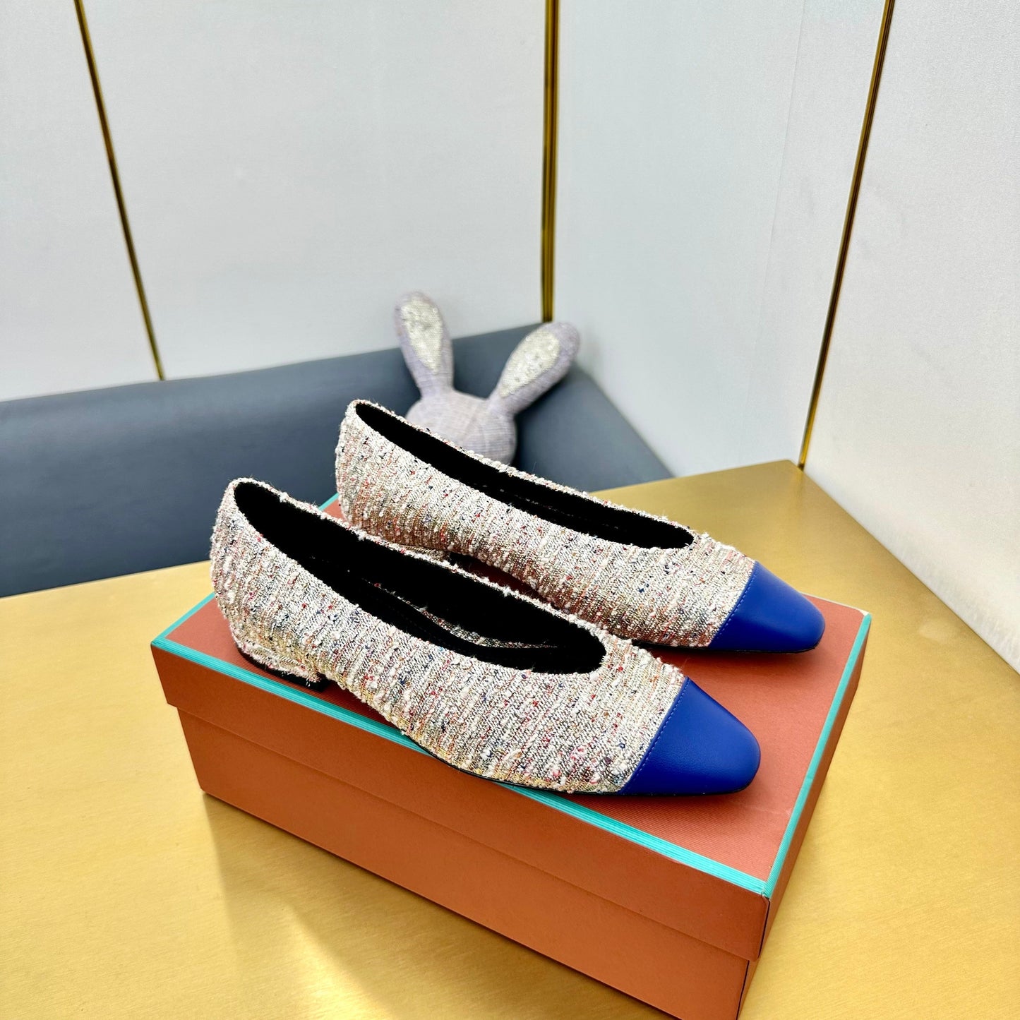 BALLET IN MULTICOLOR TWEED MIX BLUE LAMBSKIN - 35