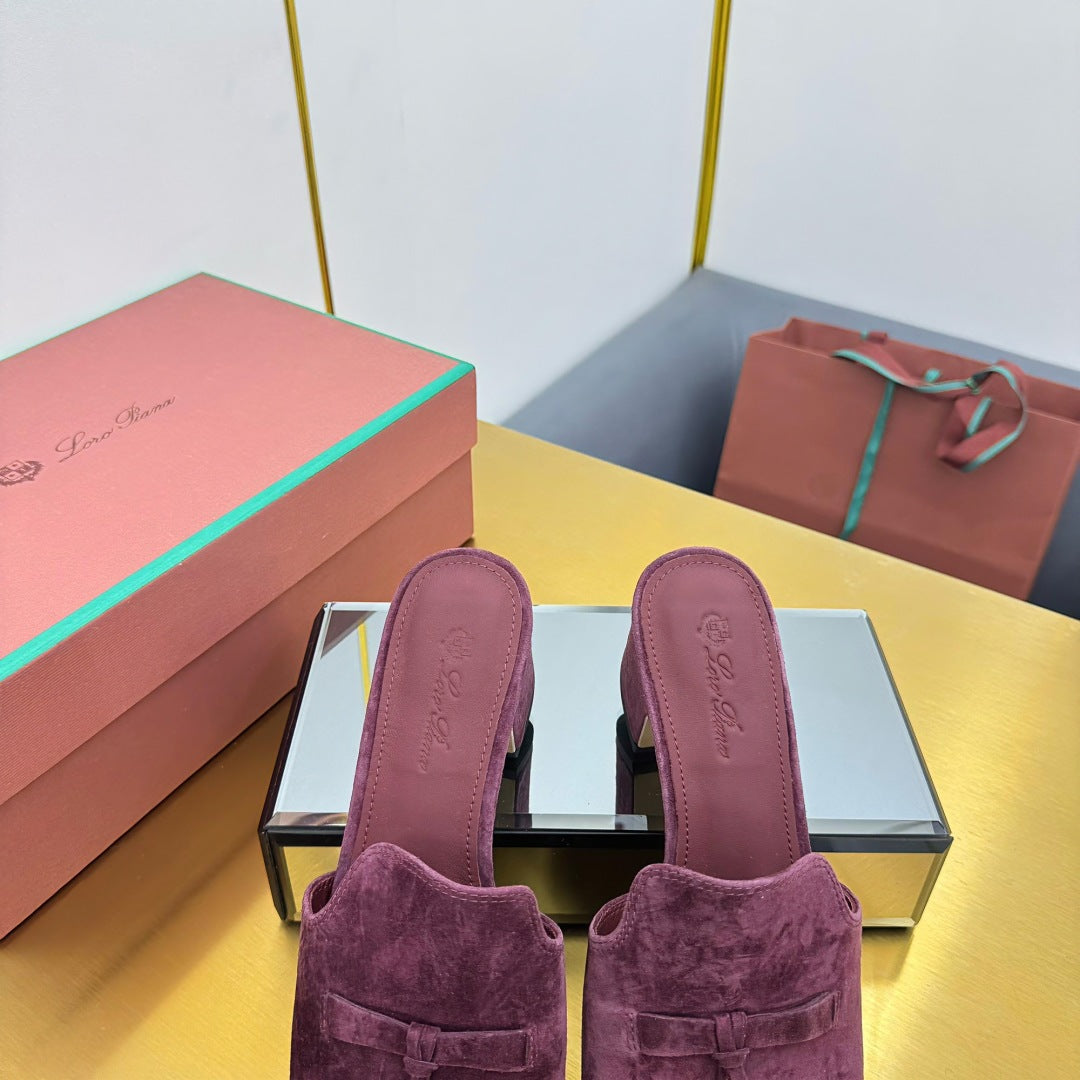 LP BLOCK HEEL SANDALS 25S IN WINE PURPLE SUEDE - 33