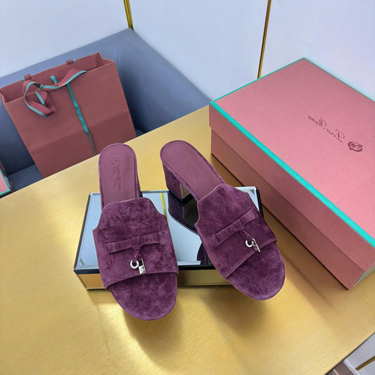 LP BLOCK HEEL SANDALS 25S IN WINE PURPLE SUEDE - 33