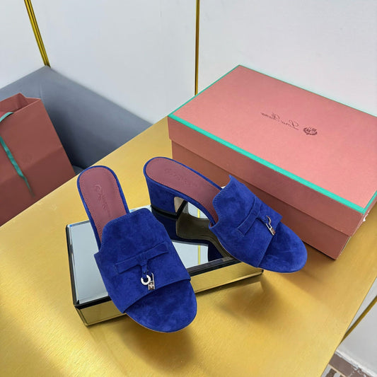 LP BLOCK HEEL SANDALS 25S IN NAVY BLUE SUEDE - 33