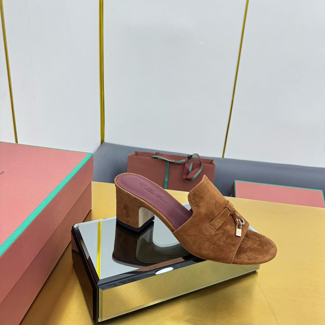 LP BLOCK HEEL SANDALS 25S IN BROWN SUEDE - 33