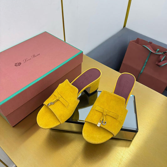 LP BLOCK HEEL SANDALS 25S IN DARK YELLOW SUEDE - 33