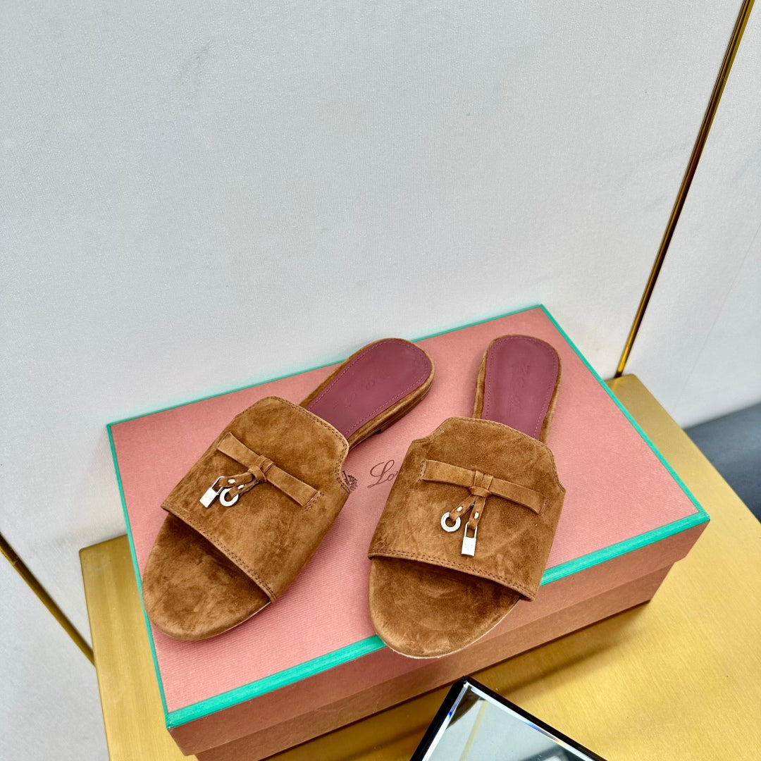 LP SANDALS 25S IN BROWN SUEDE WITH SILVER HARDWARE - 33