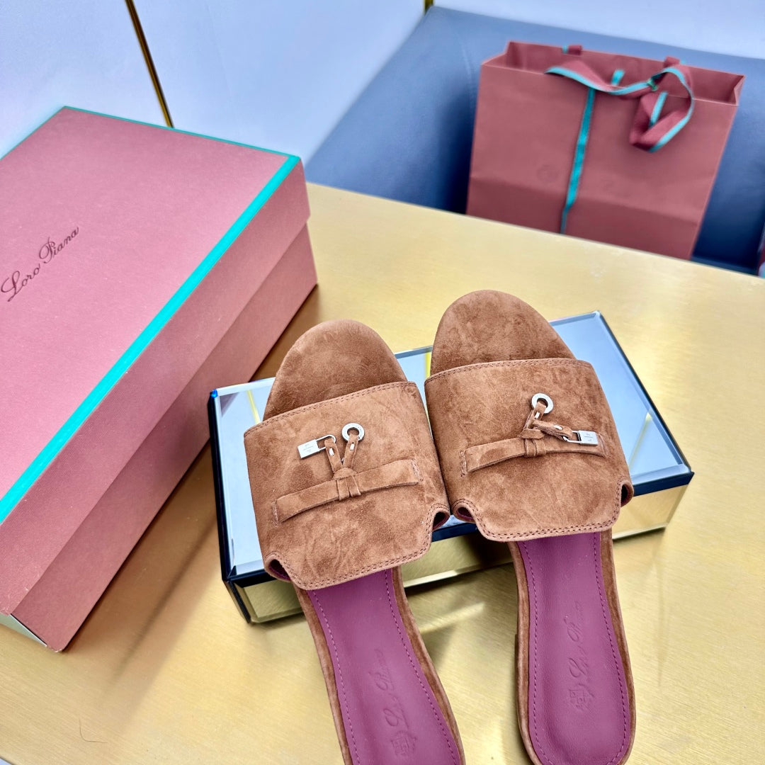 LP SANDALS 25S IN BROWN SUEDE WITH SILVER HARDWARE - 33
