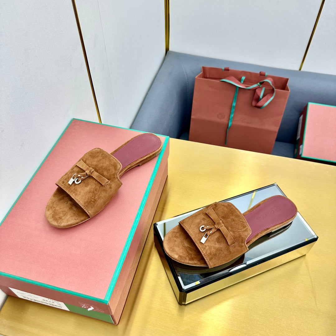 LP SANDALS 25S IN BROWN SUEDE WITH SILVER HARDWARE - 33