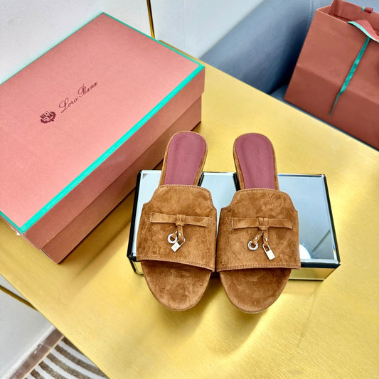 LP SANDALS 25S IN BROWN SUEDE WITH SILVER HARDWARE - 33
