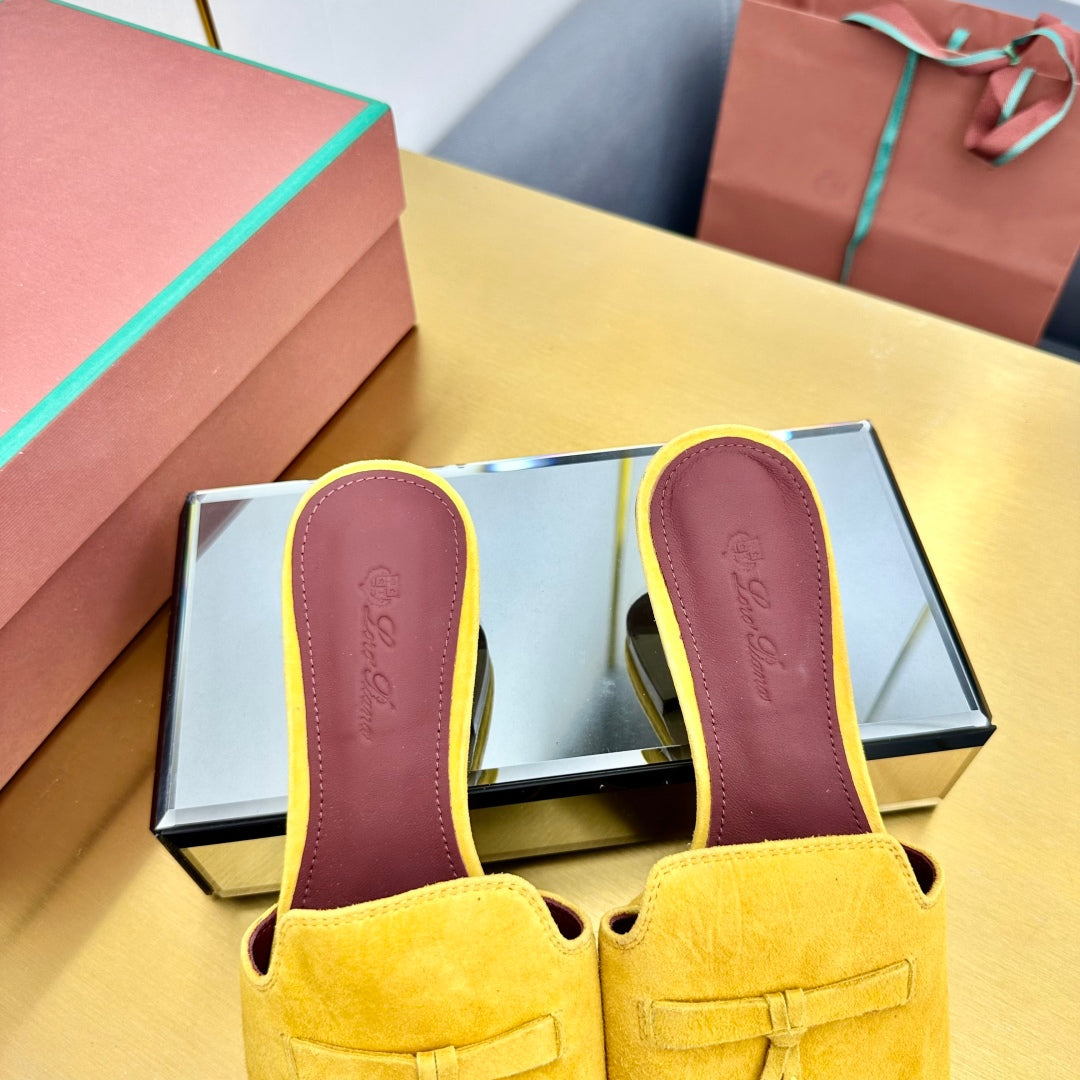 LP SANDALS 25S IN DARK YELLOW SUEDE WITH SILVER HARDWARE - 33