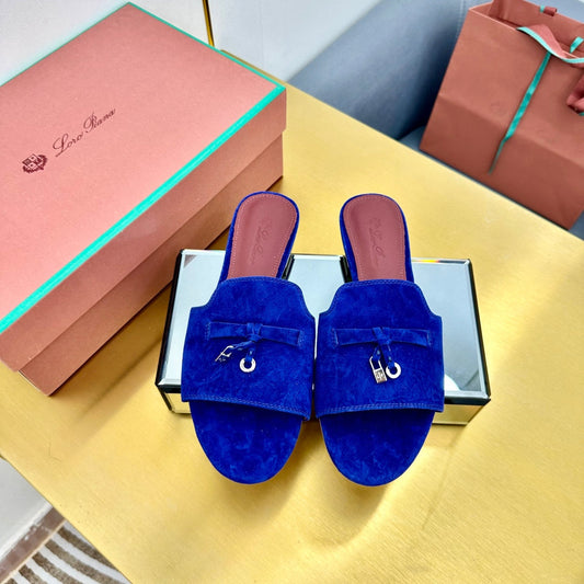 LP SANDALS 25S IN NAVY BLUE SUEDE WITH SILVER HARDWARE - 33