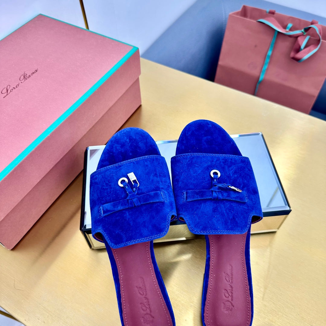 LP SANDALS 25S IN NAVY BLUE SUEDE WITH SILVER HARDWARE - 33