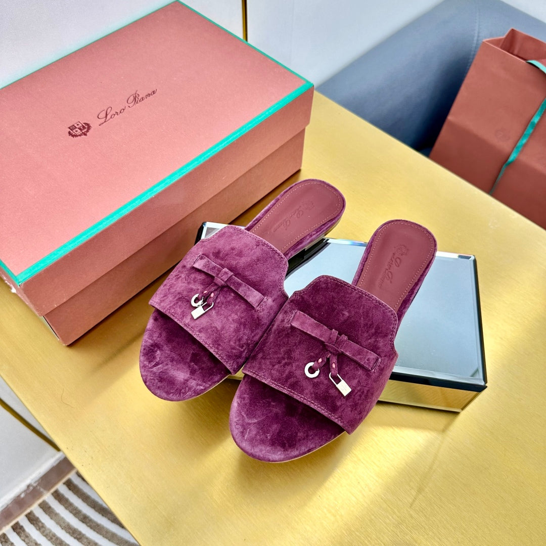 LP SANDALS 25S IN WINE PURPLE SUEDE WITH SILVER HARDWARE - 33