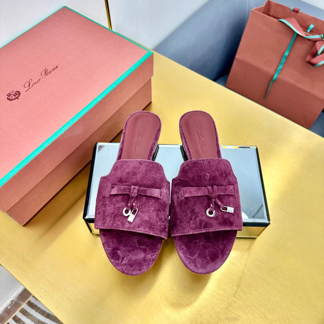 LP SANDALS 25S IN WINE PURPLE SUEDE WITH SILVER HARDWARE - 33