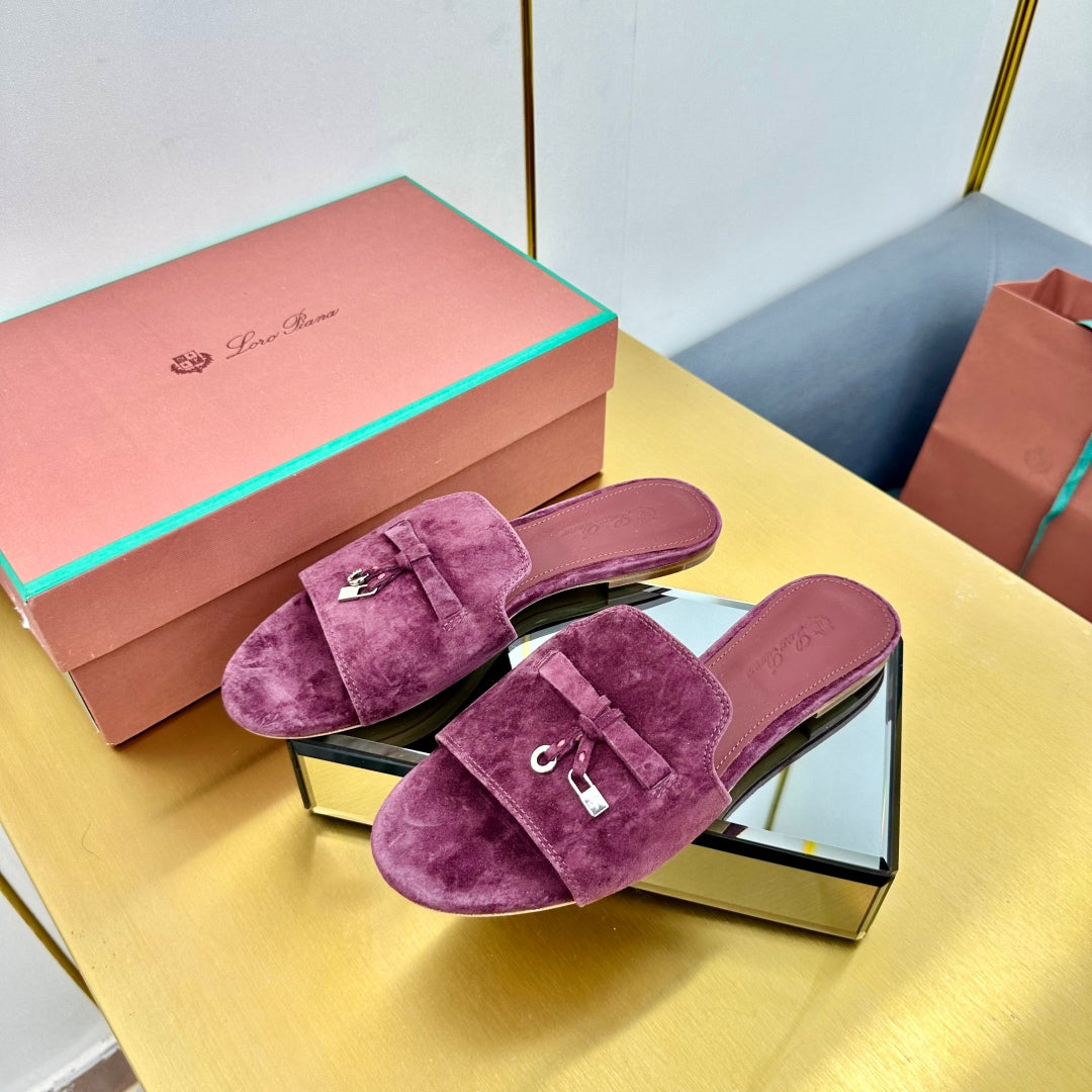 LP SANDALS 25S IN WINE PURPLE SUEDE WITH SILVER HARDWARE - 33