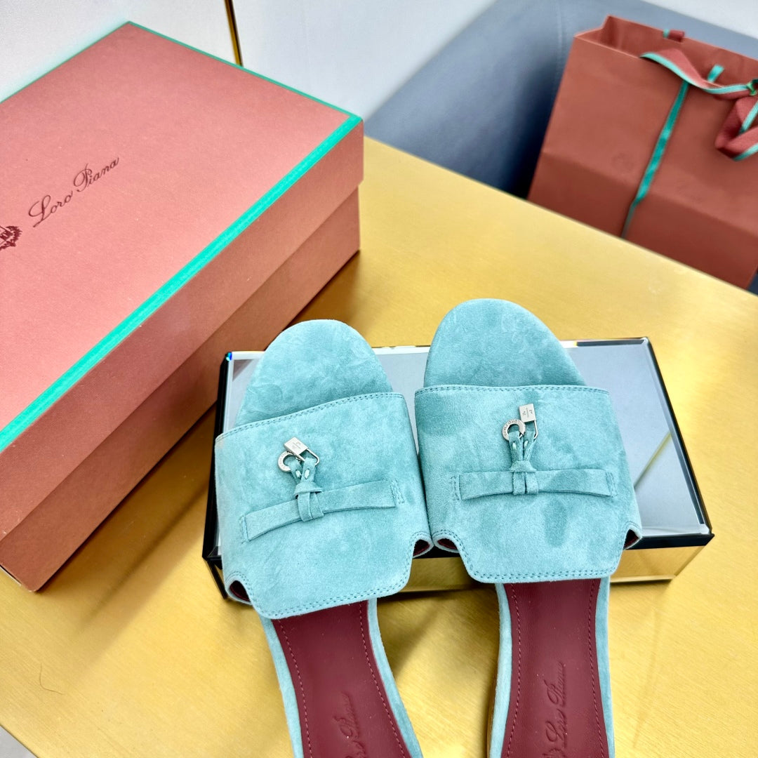 LP SANDALS 25S IN POWDER BLUE SUEDE WITH SILVER HARDWARE - 33