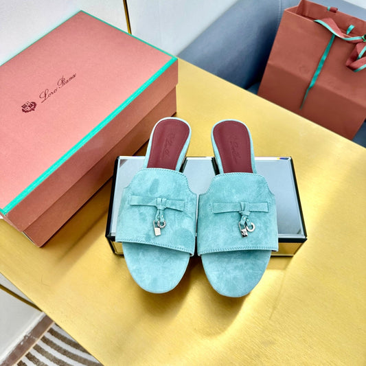 LP SANDALS 25S IN POWDER BLUE SUEDE WITH SILVER HARDWARE - 33