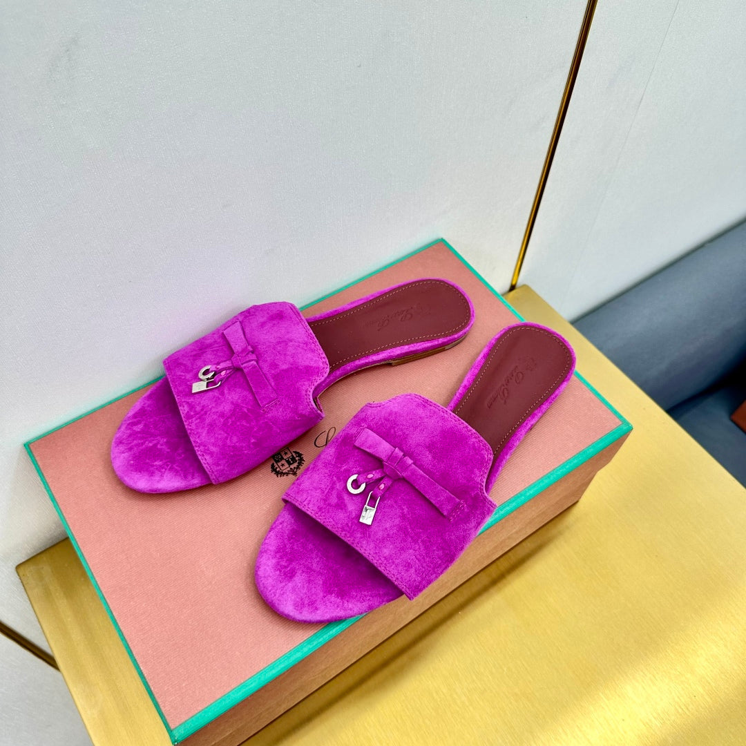 LP SANDALS 25S IN DARK PURPLE SUEDE WITH SILVER HARDWARE - 33