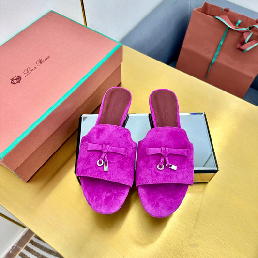 LP SANDALS 25S IN DARK PURPLE SUEDE WITH SILVER HARDWARE - 33
