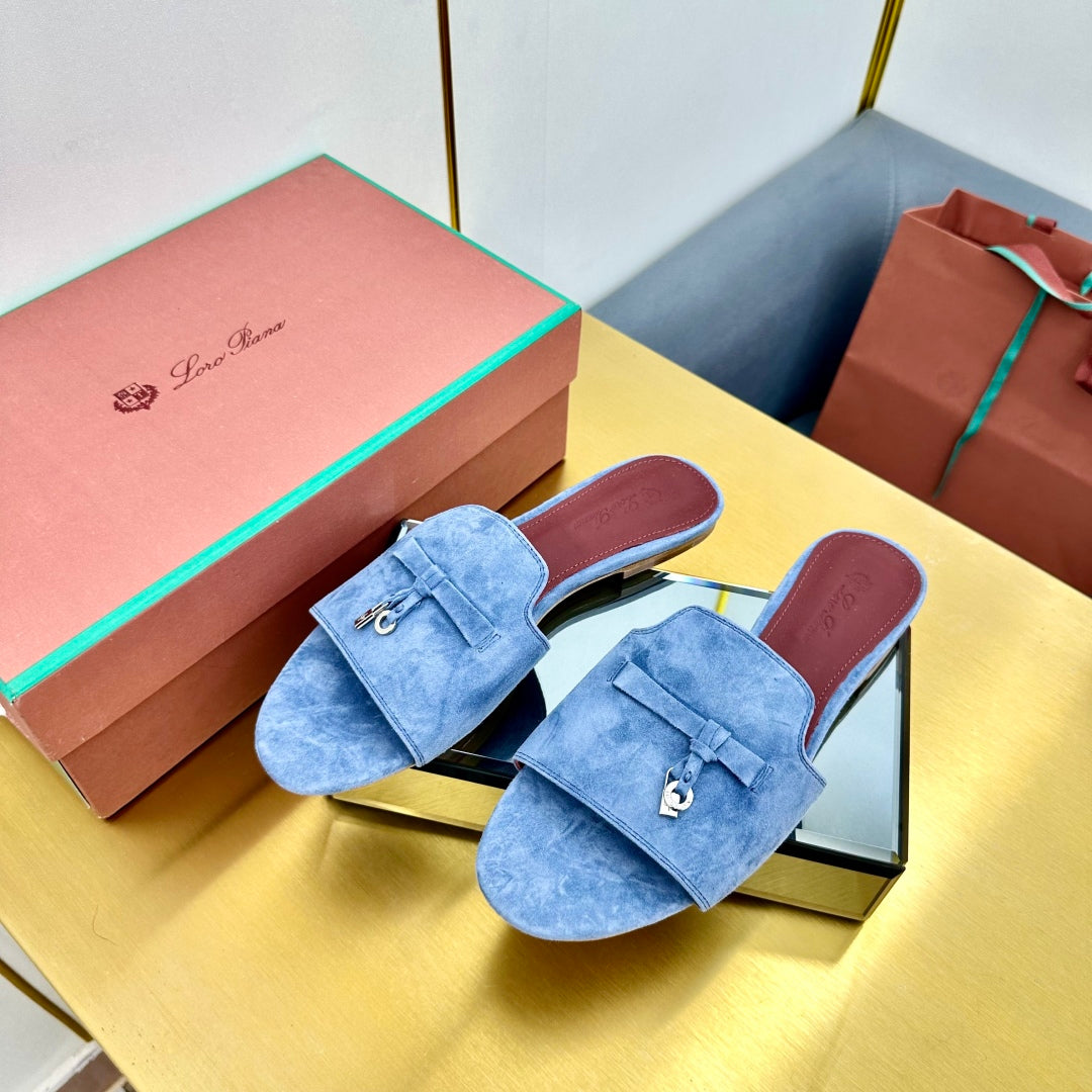 LP SANDALS 25S IN BLUE SUEDE WITH SILVER HARDWARE - 33
