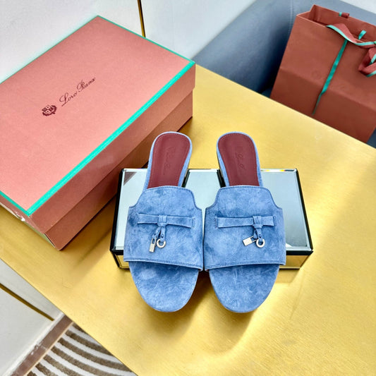 LP SANDALS 25S IN BLUE SUEDE WITH SILVER HARDWARE - 33