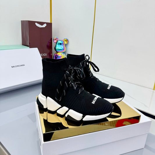 BALENCIAGA 25S SPEED 2.0 LACE-UP SNEAKERS IN BLACK KNITTED STYLE 4 - 35