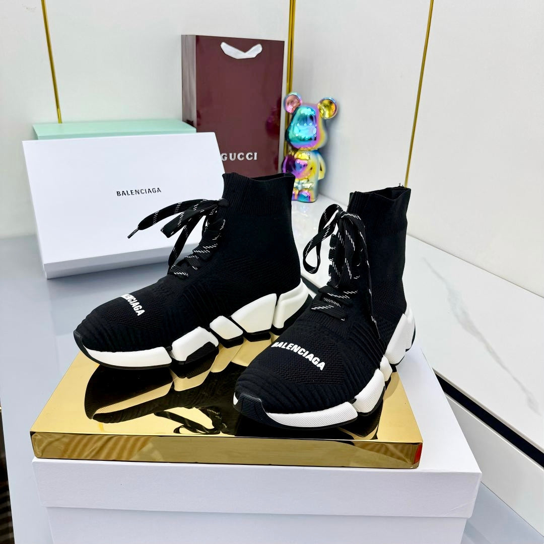 BALENCIAGA 25S SPEED 2.0 LACE-UP SNEAKERS IN BLACK KNITTED STYLE 4 - 35