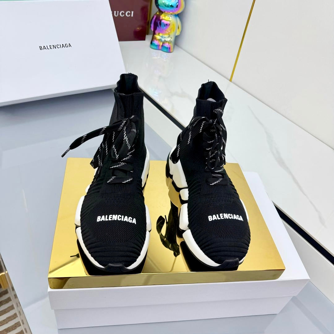 BALENCIAGA 25S SPEED 2.0 LACE-UP SNEAKERS IN BLACK KNITTED STYLE 4 - 35