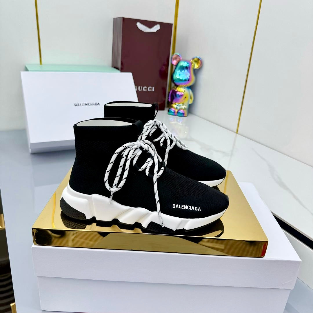 BALENCIAGA 25S SPEED 2.0 LACE-UP SNEAKERS IN BLACK KNITTED STYLE 2 - 35