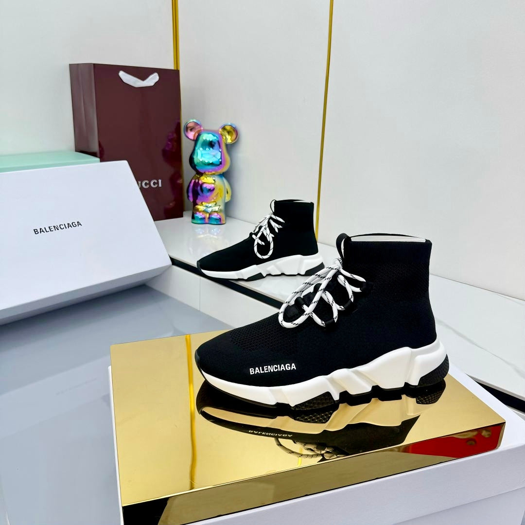 BALENCIAGA 25S SPEED 2.0 LACE-UP SNEAKERS IN BLACK KNITTED STYLE 2 - 35