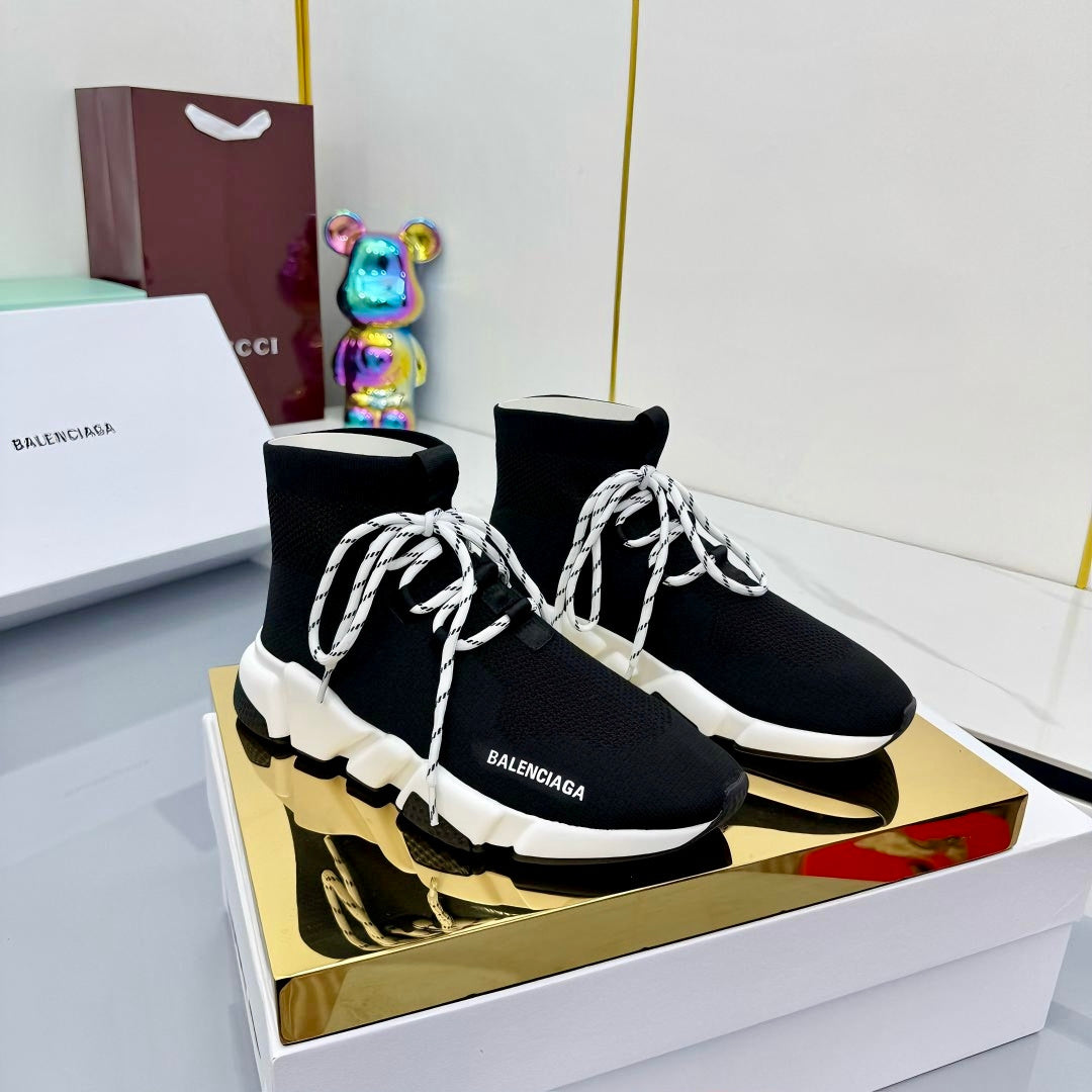 BALENCIAGA 25S SPEED 2.0 LACE-UP SNEAKERS IN BLACK KNITTED STYLE 2 - 35
