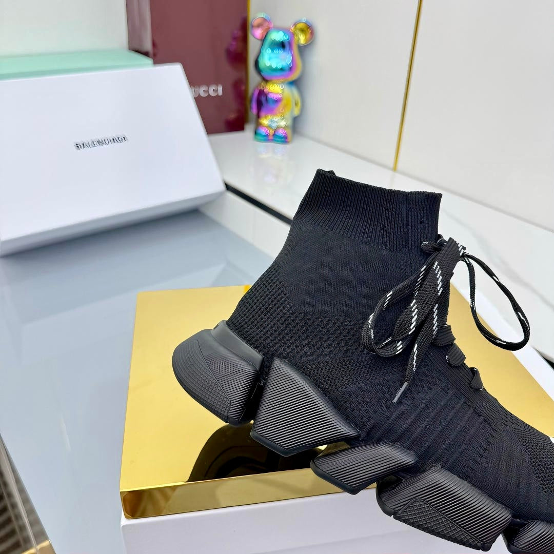 BALENCIAGA 25S SPEED 2.0 LACE-UP SNEAKERS IN BLACK KNITTED STYLE 1 - 35