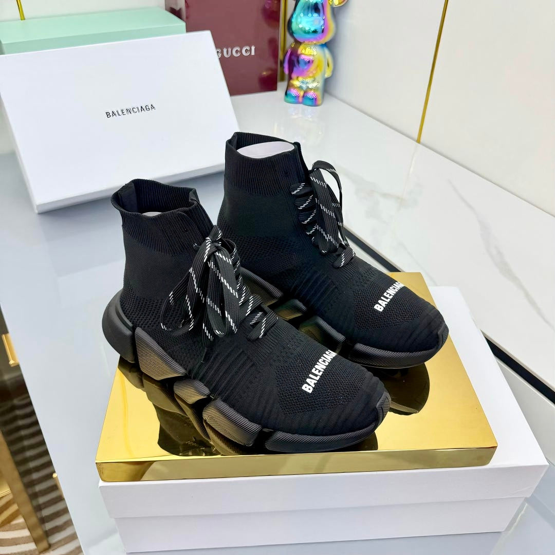 BALENCIAGA 25S SPEED 2.0 LACE-UP SNEAKERS IN BLACK KNITTED STYLE 1 - 35