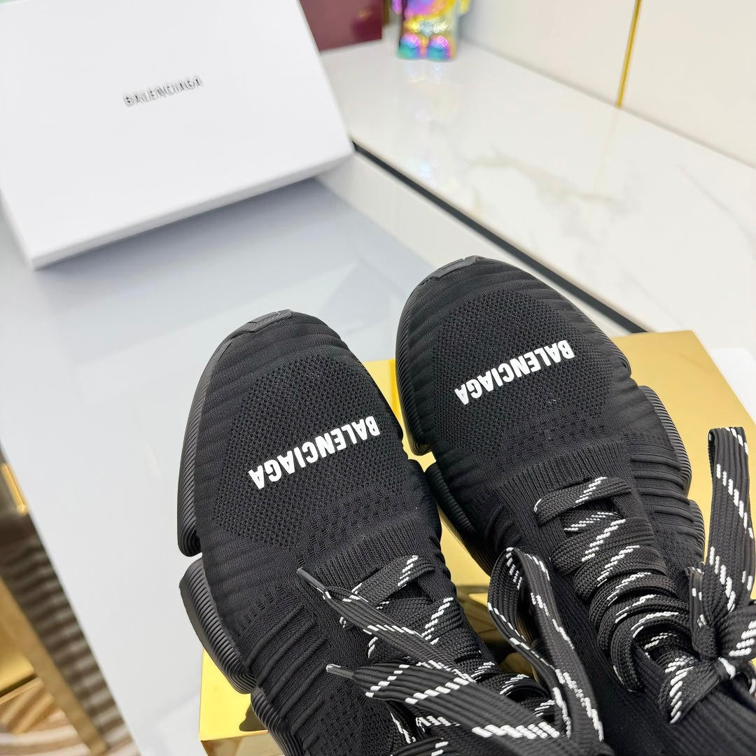 BALENCIAGA 25S SPEED 2.0 LACE-UP SNEAKERS IN BLACK KNITTED STYLE 1 - 35