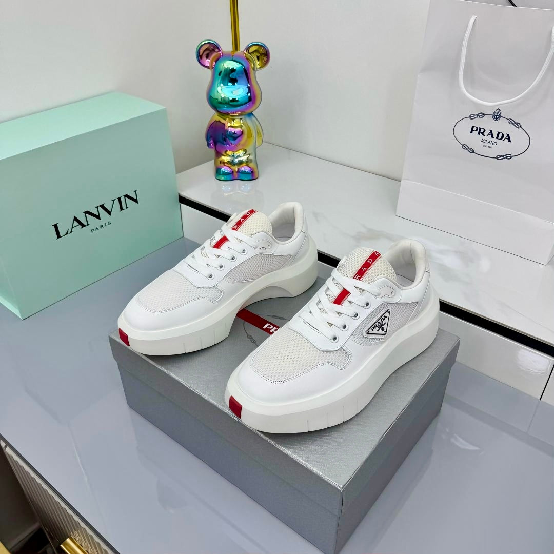 PRADA 25S SNEAKERS IN WHITE CALFSKIN - 35